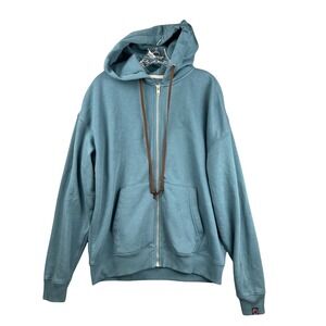 Free Planet Full Zip Hoodie Blue Drawstring Casual Lightweight Mens Medium Blue